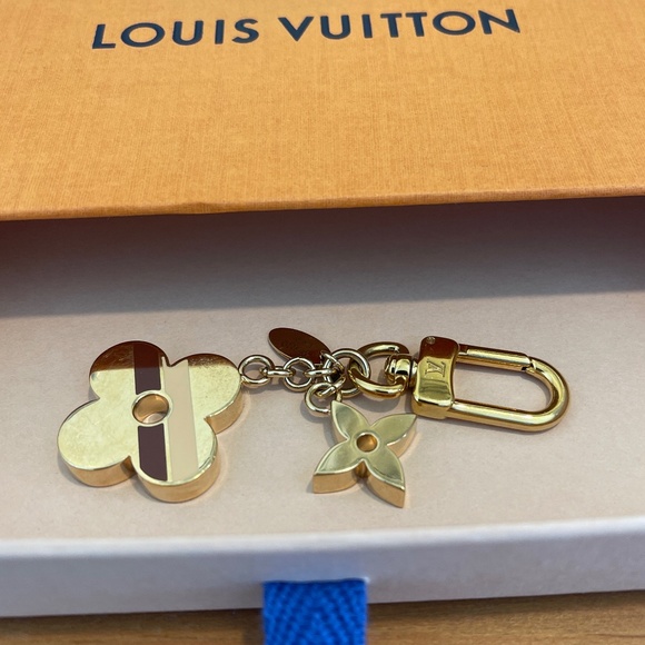Louis Vuitton Monogram Stripes Flowers Key Ring Bag Charm With Box - Picture 8 of 13